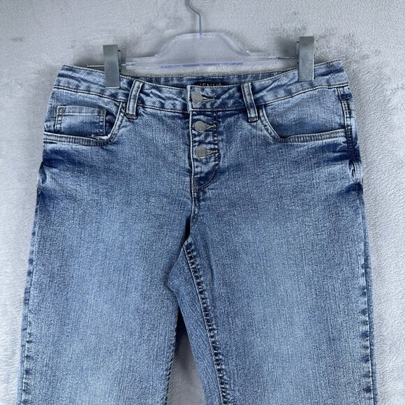 Venus Flare Leg Jeans Womens Size 10 Ankle Slit Button Fly Acid Wash Blue - Picture 3 of 12